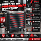 RETTER R12 Tool Trolley – 698-Piece Tool Set, 8 Drawers & Stainless Steel Top