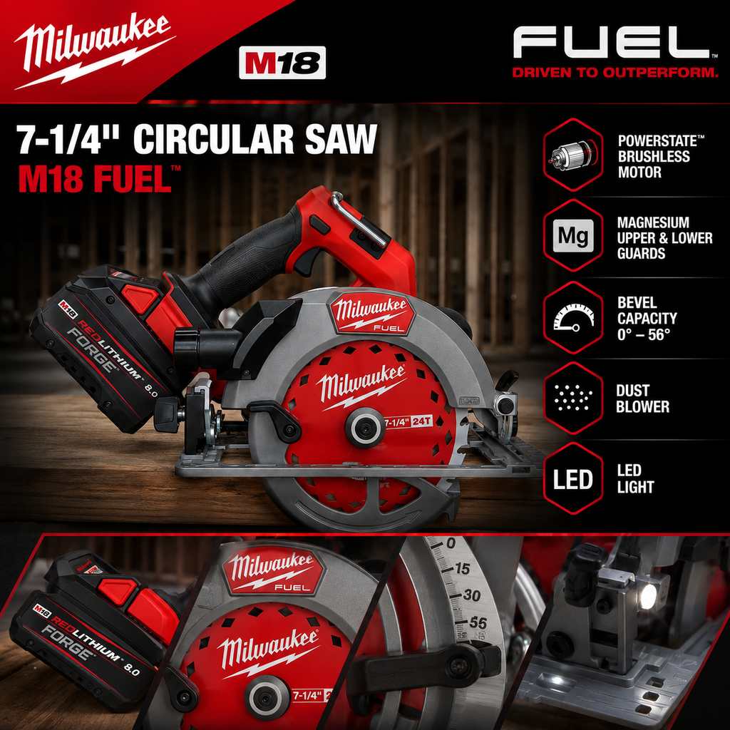 Milwaukee M18 FUEL 7-1/4-inch with a REDLITHIUM FORGE Battery