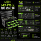 Metal TOOLBOX JBM [143 PIECES] Complete Kit