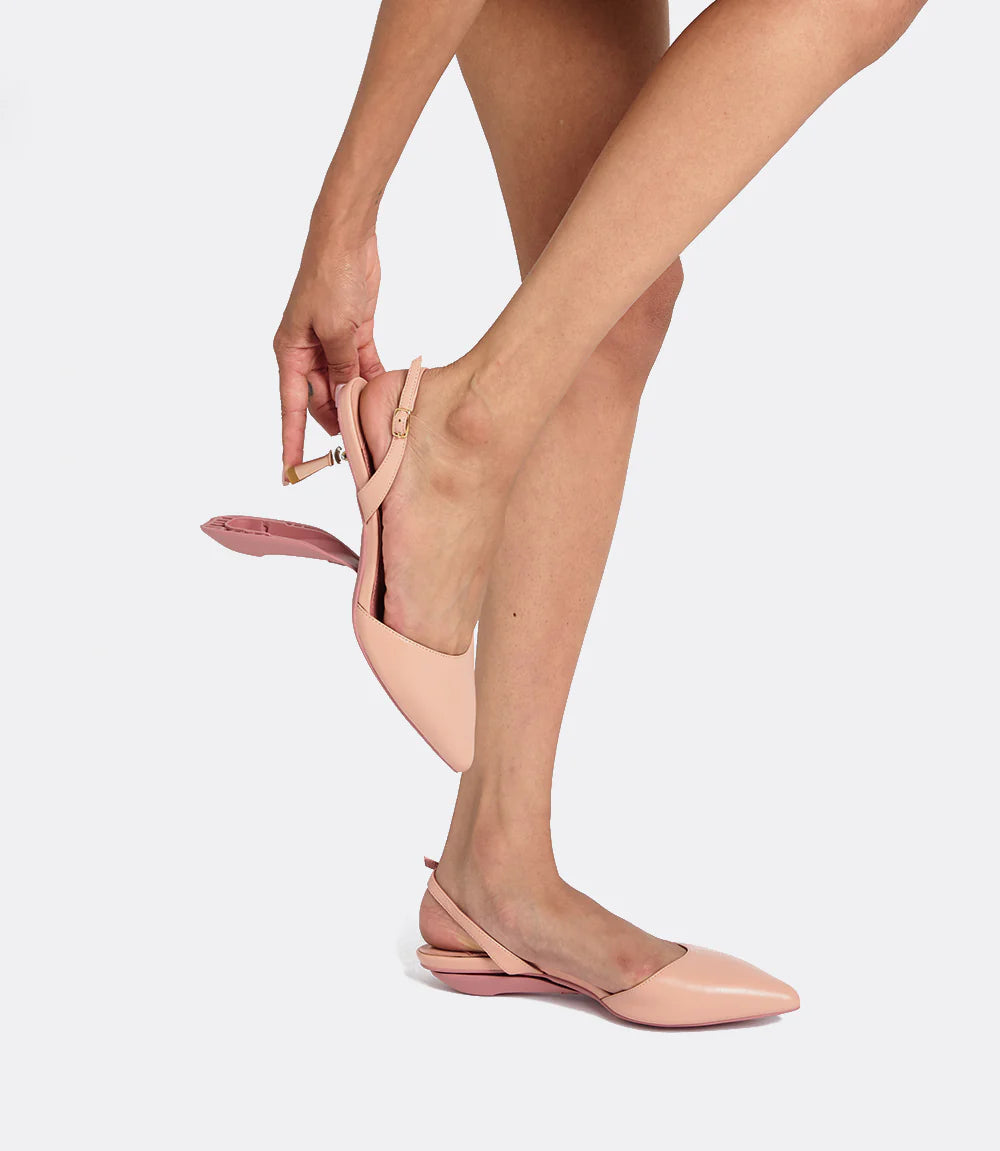 Audrey Slingbacks in Beige Leather