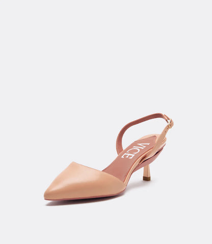Audrey Slingbacks in Beige Leather